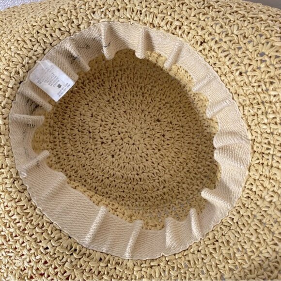 Vintage Woven Paper Straw Wide Floppy Brim Sun Hat Summer Hat With Flower - Picture 11 of 14